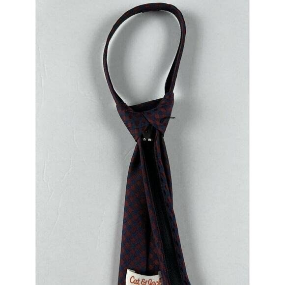 Cat & Jack Maroon Navy Check Adjustable Tie S/M - Picture 6 of 10